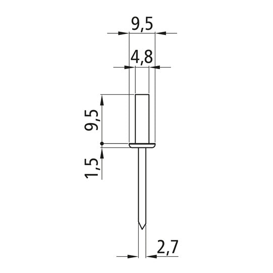 Closed blind rivet with flat head, aluminum, 4.8 x 9.5