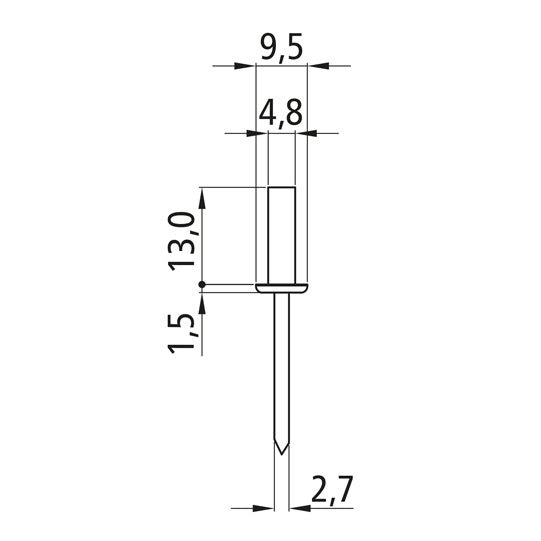 Closed blind rivet with flat head, aluminum, 4.8 x 13