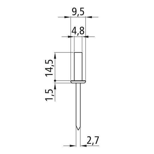 Closed blind rivet with flat head, aluminum, 4.8 x 14.5