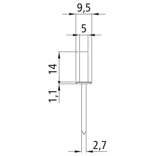 Avoin sokkoniitti litteällä päällä, alumiinia, 5,0 x 14,0