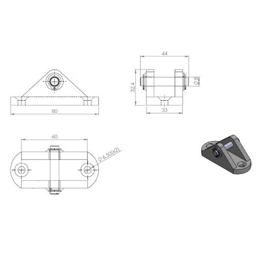 Gas spring bracket counterpiece