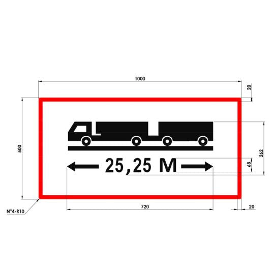 Warning sign 25,25 M 1000x500x1,8mm