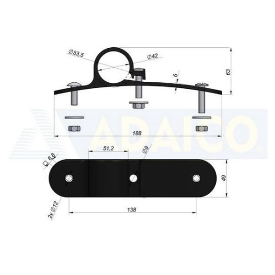 Mudguard support clamp Ø42 nylon black fix