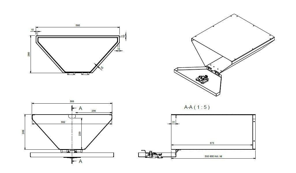 Verktygslåda triangel 650x266x550 ALU/SS