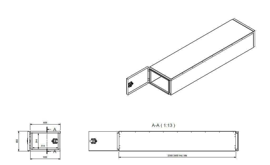 Tool box 600x400x2450 ALU/SS