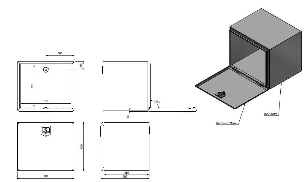 Tool box 700x600x600 SS