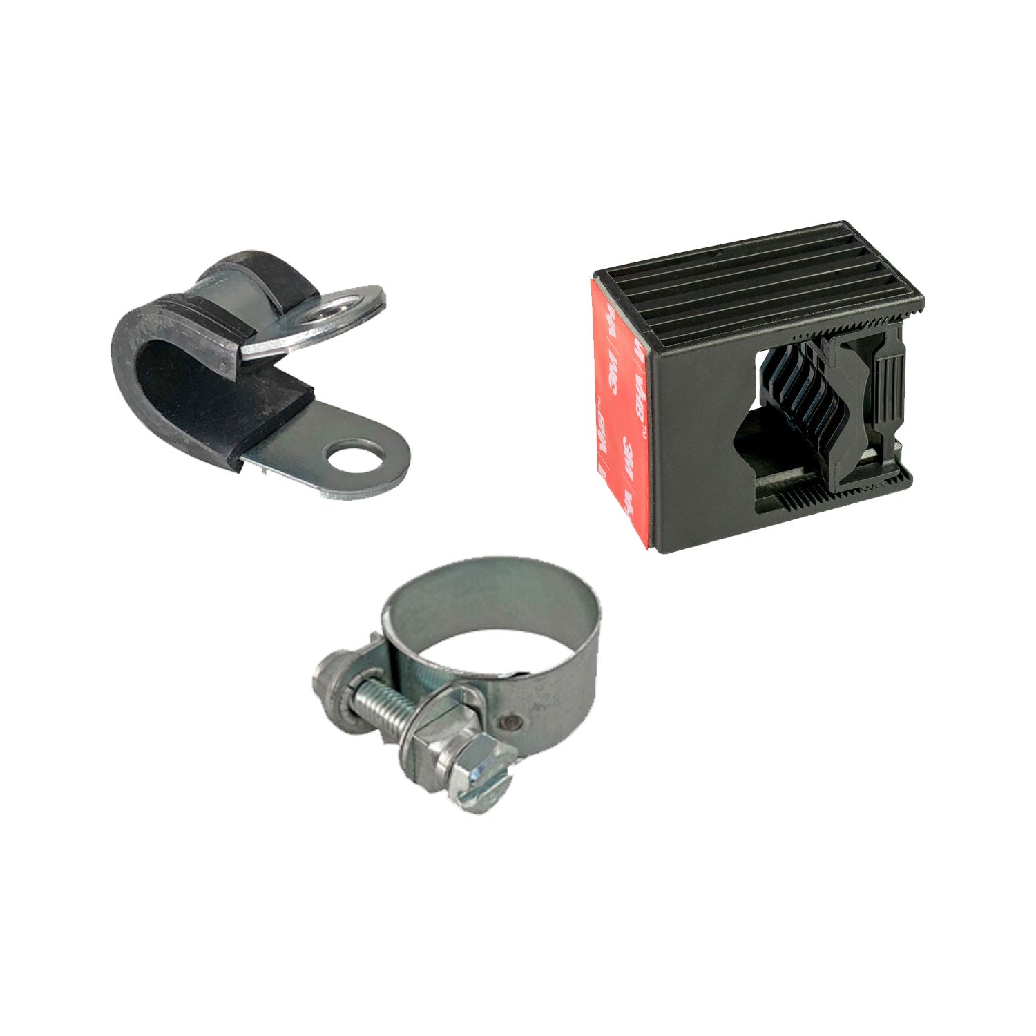 Hose clamps, Pipe clamps, Cable clamps, Cable ties