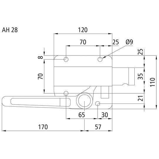 Flat bolt catch 680, L, galvanised stl.