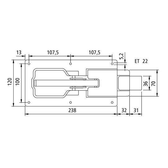Flat bolt catch 682, galvanised