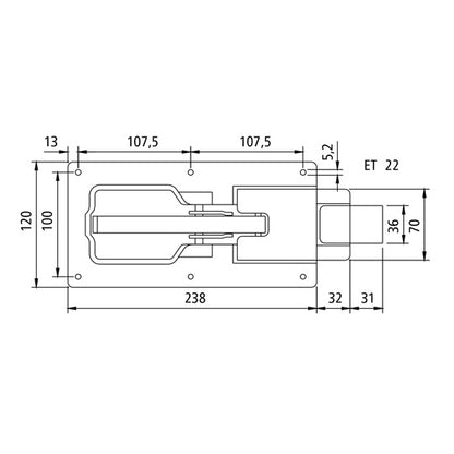 Flat bolt catch 682, galvanised