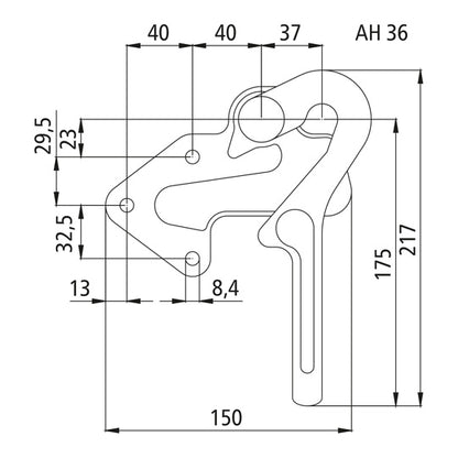 Pendulum lock 603, galvanized, left