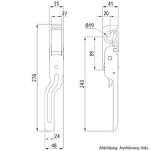 tipper fastener 664 N, galvanised, cranked, R