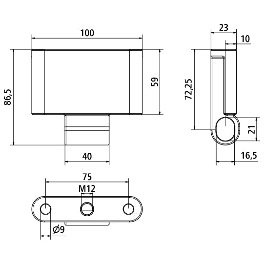 Hinge bearing, 6561N, tie rod hole M12, galvanized