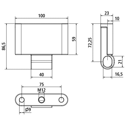 Hinge bearing, 6561N, tie rod hole M12, galvanized