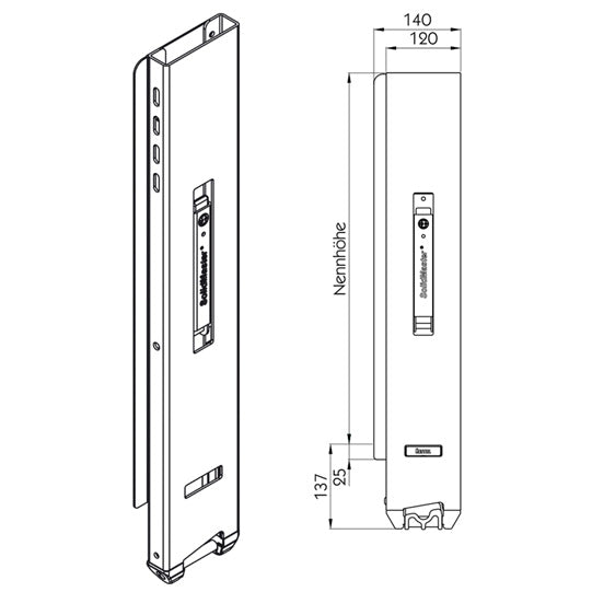 Rear pillar Solidmaster 801H, 600 mm, w/o connection