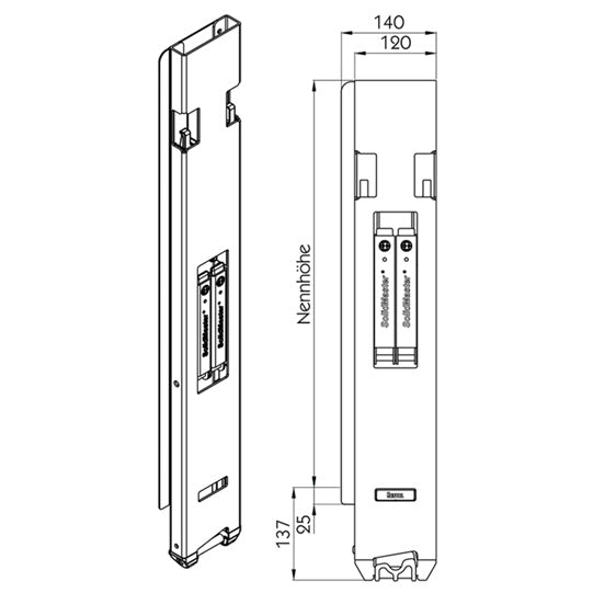 Rear pillar Solidmaster 802H, KTL, left, 800 mm, w. lock