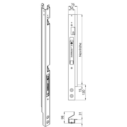 Solidmaster 802P front pillar, KTL, right, 1000 mm