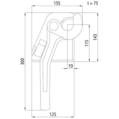 tipper fastener H114 ST, raw stl., L