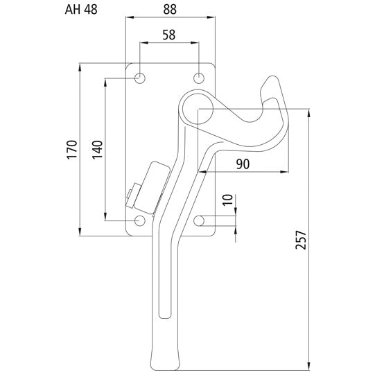 Angle lever lock H115 S, L, raw stl.