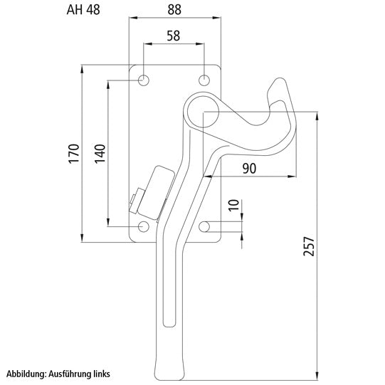 Angle lever lock H115 S, R, raw stl.