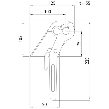 tipper fastener H114/4.5, raw stl., L