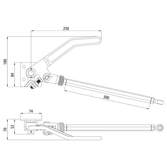 Over dead centre clamp H519/300, L, raw stl.