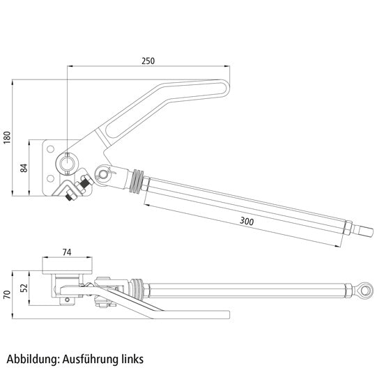Over dead centre clamp H519/300, R, raw stl.