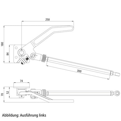 Over dead centre clamp H519/300, R, raw stl.