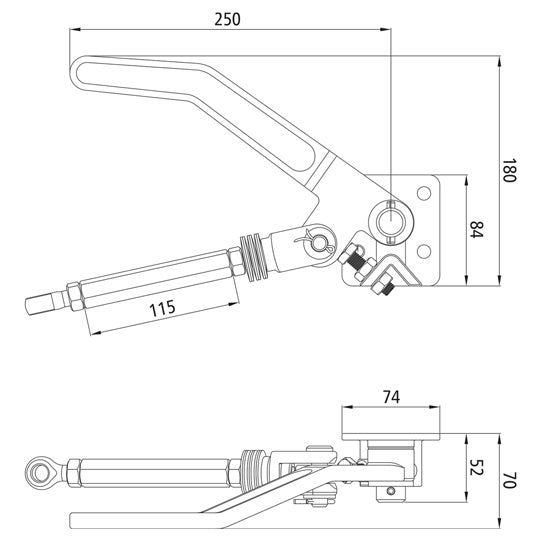 Over dead centre clamp H519/115, R, raw stl.
