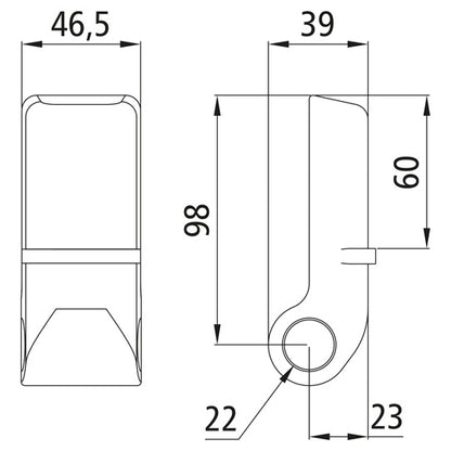 Hinge eye H 120 A, without pin, raw steel, Ø 22 mm