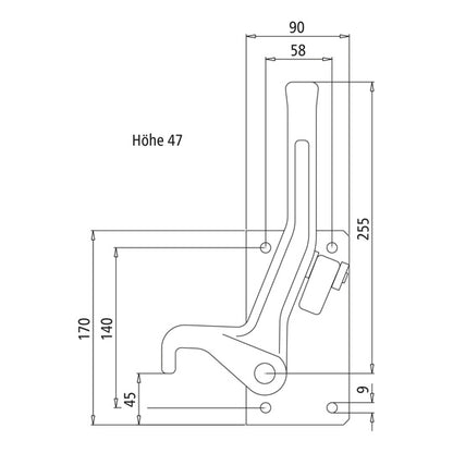 Lock (tail lift) H 115 SD, left, galvanized