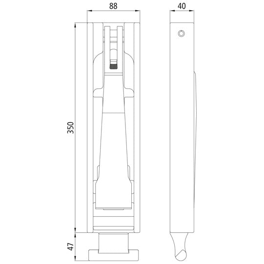 Stanchion lock H12/90 f. U-profile 40 x 100 x 40 x 5 mm