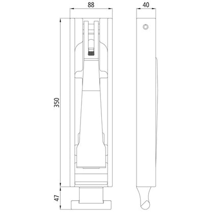 Stanchion lock H12/90 f. U-profile 40 x 100 x 40 x 5 mm