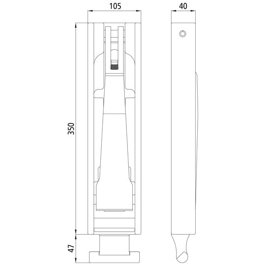 Stanchion lock H12/105 f. U-profile 40 x 120 x 40 x 5 mm