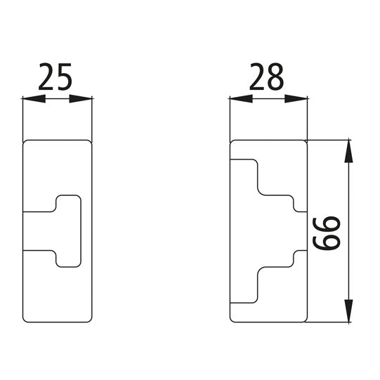 Locking pocket H 206 N - LF - H raw for tension lock