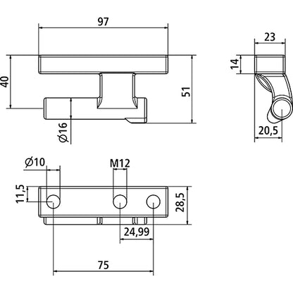 Hinge pin, H871-K/24, tie rod hole M12, galvanised