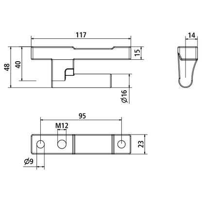 Hinge pin, TIR, tie rod hole M12, galvanised