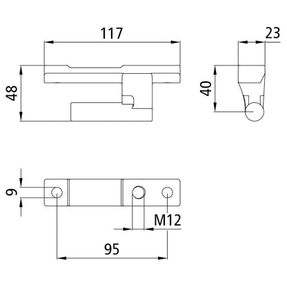 Hinge pin, TIR, tie rod hole M12, galvanised