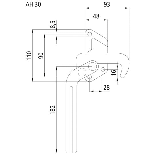 Lever clamp lock 3210, L, galvanised stl.