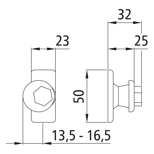 Ohjauspidike 3210, V = O, sinkitty teräs.