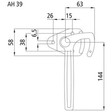 Angle lever lock, size 0, L, galvanised stl.