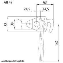 Angled lever lock 3990, size 0, R, galvanised stl.