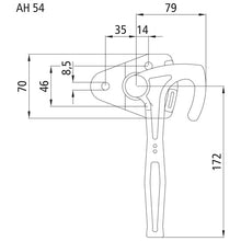 Angle lever lock 3991, size 1, L, galvanised stl.