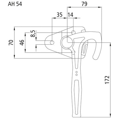 Angle lever lock 3991, size 1, L, galvanised stl.