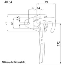 Angle lever lock 3991, size 1, R, galvanised stl.