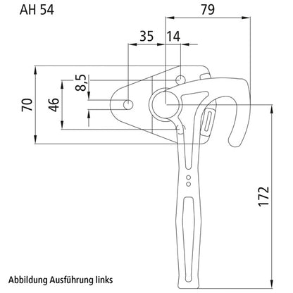Angle lever lock 3991, size 1, R, galvanised stl.