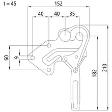 tipper fastener 3822, L, galvanised stl., w/ spring catch