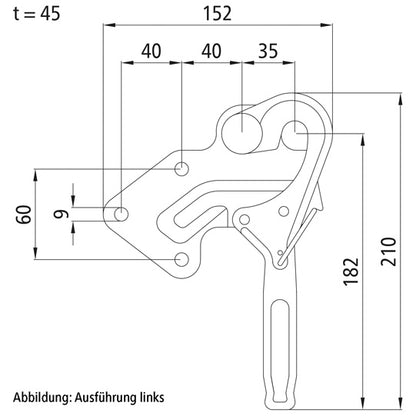 tipper fastener 3822, R, galvanised stl., w/ spring catch