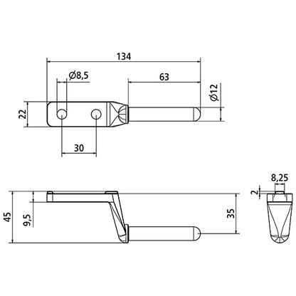 Hinge pin, 4040, galvanised