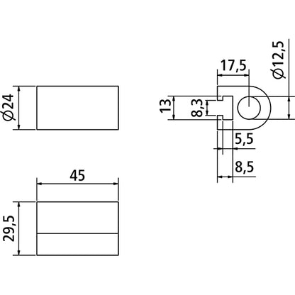 Hinge bearing, 4041, aluminum raw